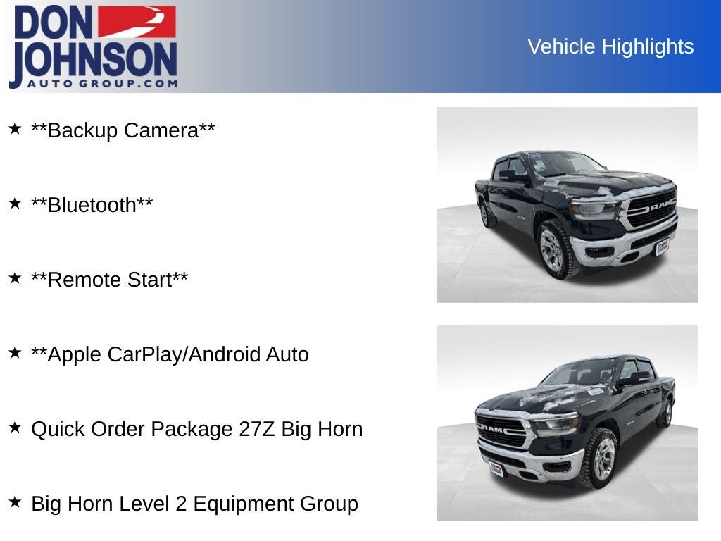 2021 RAM 1500 Big Horn Crew Cab 4x4 5'7' Box
