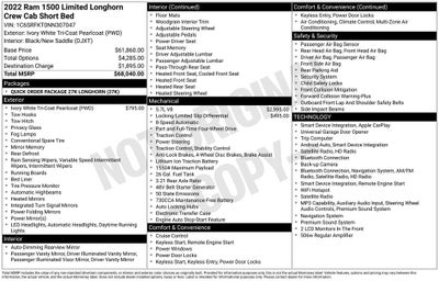 2022 RAM 1500 Limited Longhorn Crew Cab 4x4 5'7' Box