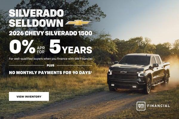 2026 Chevy Silverado 1500. 0% APR for 5 years. For well-qual