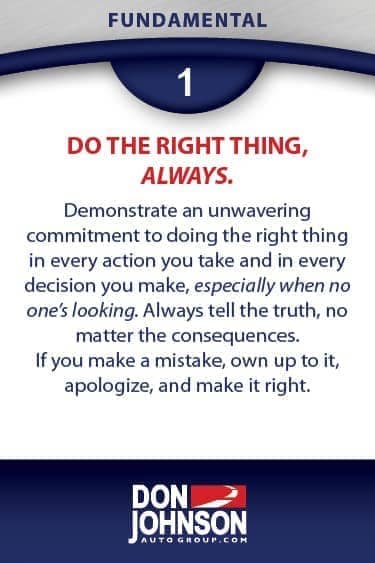 Fundamental 1 - Do The Right Thing, Always