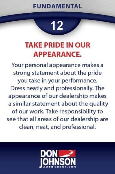 Fundamental 12 - Take Pride In Our Appearance